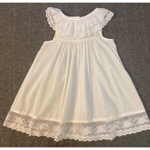 Vintage Bryan White Lace Girls Sleeveless Dress Size 5 USA Button Back Sundress